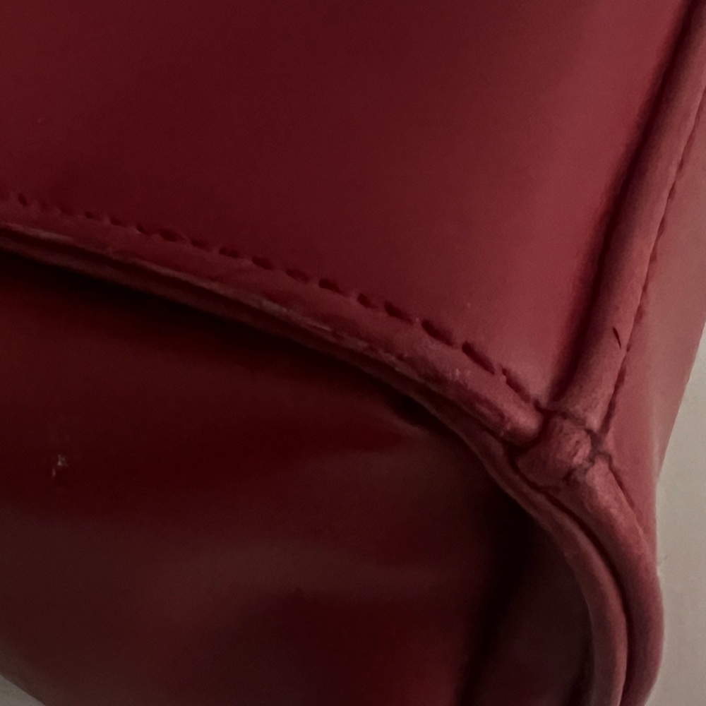 Leather Red and White Color Block Bag - Picture 8 of 12